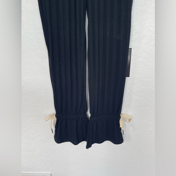 n:PHILANTHROPY black soft pleated drawstring pants with cream bows - Picture 4 of 8